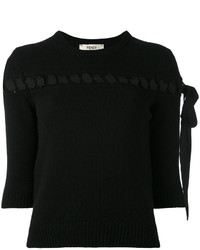 Женский черный свитер с украшением от Fendi