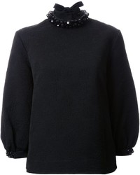Женский черный свитер с украшением от Simone Rocha