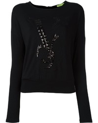 Женский черный свитер с украшением от Versace