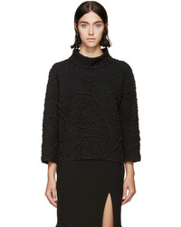 Женский черный свитер с цветочным принтом от Alexander McQueen