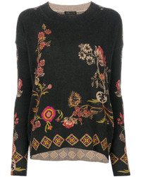 Женский черный свитер с цветочным принтом от Etro