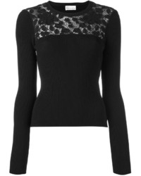 Женский черный свитер с цветочным принтом от RED Valentino