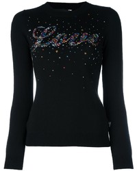 Женский черный свитер со звездами от Love Moschino