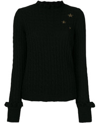 Женский черный свитер со звездами от RED Valentino