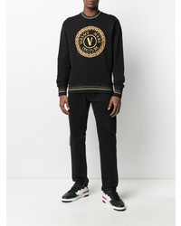 Мужской черный свитшот с вышивкой от VERSACE JEANS COUTURE