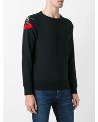 Мужской черный свитшот с вышивкой от Alexander McQueen