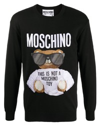 Мужской черный свитшот с принтом от Moschino