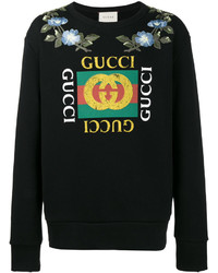 Мужской черный свитшот с цветочным принтом от Gucci