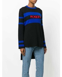 Черный свободный свитер в горизонтальную полоску от Fendi