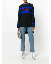 Черный свободный свитер в горизонтальную полоску от Fendi