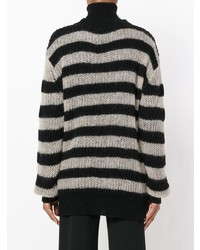 Черный свободный свитер в горизонтальную полоску от McQ Alexander McQueen