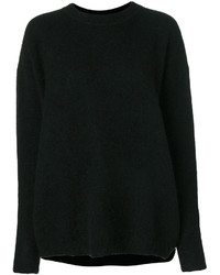 Черный свободный свитер из мохера