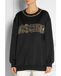 Черный свободный свитер с принтом от Moschino