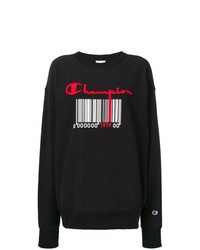 Черный свободный свитер с принтом от Champion