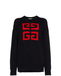 Черный свободный свитер с принтом от Givenchy