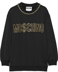 Черный свободный свитер с принтом от Moschino