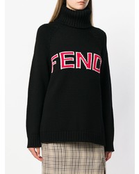 Черный свободный свитер с принтом от Fendi