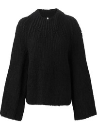 Черный свободный свитер