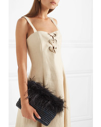 Черный соломенный клатч с украшением от Loeffler Randall