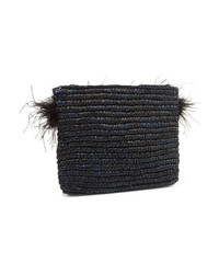 Черный соломенный клатч с украшением от Loeffler Randall