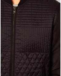 Мужской черный стеганый бомбер от Asos