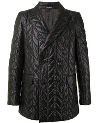 Черный стеганый двубортный пиджак
