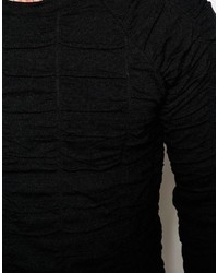 Мужской черный стеганый свитер с круглым вырезом от Asos