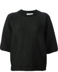 Женский черный стеганый свитер с круглым вырезом от Jil Sander