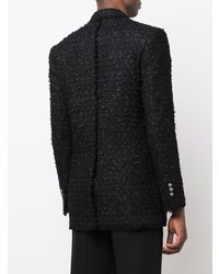 Мужской черный твидовый двубортный пиджак от Balmain