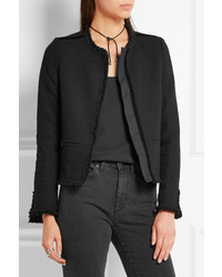 Женский черный твидовый жакет c бахромой от Maje