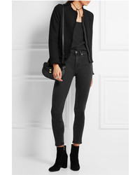 Женский черный твидовый жакет c бахромой от Maje