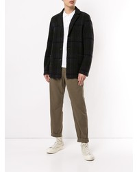 Мужской черный твидовый пиджак в клетку от Coohem