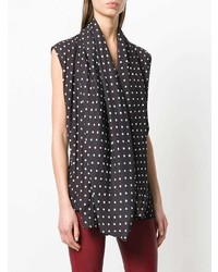 Черный топ без рукавов в горошек от Haider Ackermann