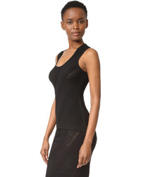 Черный топ без рукавов с рельефным рисунком от Versace