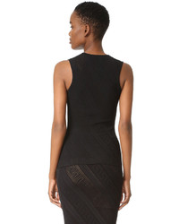 Черный топ без рукавов с рельефным рисунком от Versace