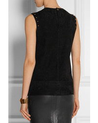 Черный топ без рукавов с шипами от Lanvin