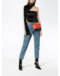 Черный топ с открытыми плечами от Off-White