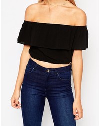 Черный топ с открытыми плечами от Asos