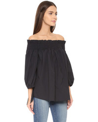 Черный топ с открытыми плечами от Caroline Constas