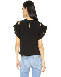 Черный топ с открытыми плечами от Rebecca Taylor