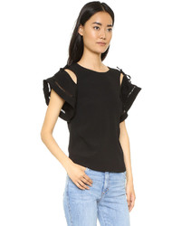 Черный топ с открытыми плечами от Rebecca Taylor