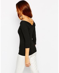 Черный топ с открытыми плечами от Warehouse