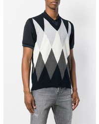 Мужской черный трикотажный жилет с ромбами от Eleventy