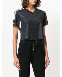 Черный укороченный топ в горизонтальную полоску от Adidas Originals By Alexander Wang