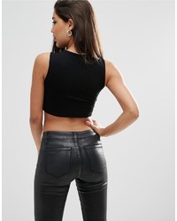 Черный укороченный топ в сеточку от Asos