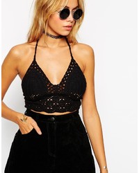 Черный укороченный топ крючком от Asos