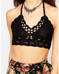 Черный укороченный топ крючком от Noisy May