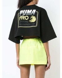 Черный укороченный топ с принтом от Fenty X Puma