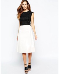 Черный укороченный топ с узором "гусиные лапки" от Warehouse