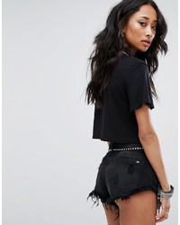 Черный укороченный топ от PrettyLittleThing